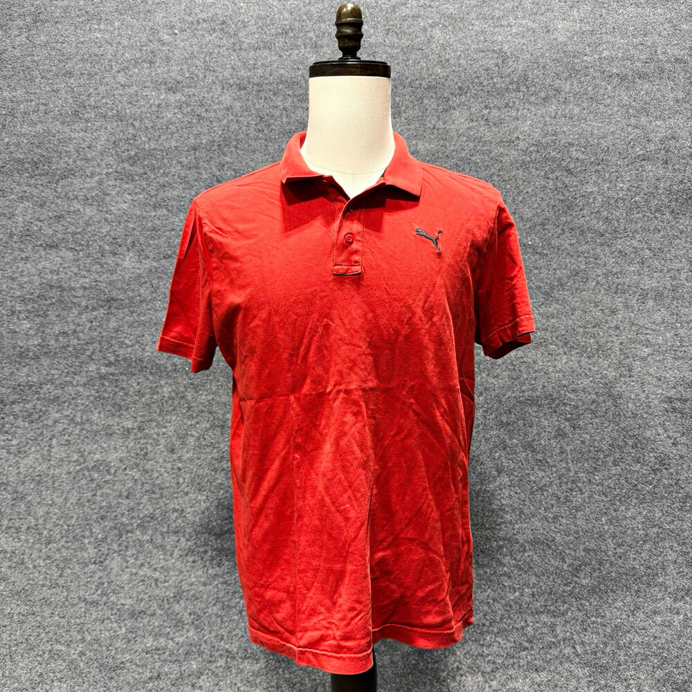 Puma Mens Large Red Golf Polo Shirt Short Sleeve Embroidered Logo L